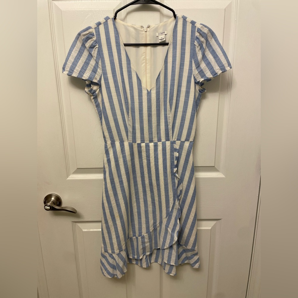 J. Crew Cream and Blue Dress